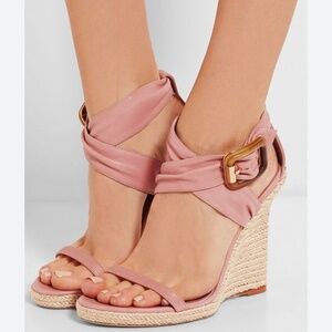 Burberry Catsbrook Wedge Sandal Espadrille Blush Pink Size 38